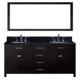 Virtu USA Caroline 72" Double Bathroom Vanity w/ Sink, Faucet, Mirror