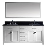 Virtu USA Caroline 72" Double Bathroom Vanity w/ Black Granite Top, Sink, Mirror