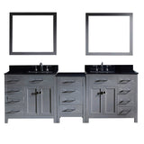 Virtu USA Caroline Parkway 93" Double Bathroom Vanity w/ Sink, Faucet, Mirror