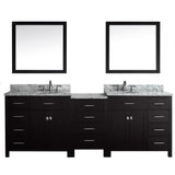 Virtu USA Caroline Parkway 93" Double Bathroom Vanity w/ Round Sink, Mirror