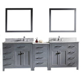 Virtu USA Caroline Parkway 93" Double Bathroom Vanity w/ Round Sink, Mirror