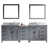 Virtu USA Caroline Parkway 93" Double Bathroom Vanity w/ Sink, Faucet, Mirror