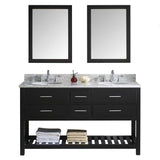 Virtu USA Caroline Estate 60" Double Bathroom Vanity w/ Round Sink, Mirror