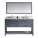 Virtu USA Caroline Estate 60" Double Bathroom Vanity w/ Square Sink, Mirror