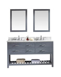 Virtu USA Caroline Estate 60" Double Bathroom Vanity w/ Square Sink, Mirror