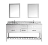 Virtu USA Caroline Estate 72" Double Bathroom Vanity w/ Square Sink, Mirror