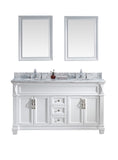Virtu USA Victoria 60" Double Bathroom Vanity w/ Sink, Chrome Faucet, Mirror