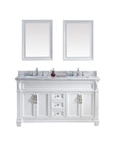 Virtu USA Victoria 60" Double Bathroom Vanity w/ Square Sink, Faucet, Mirror