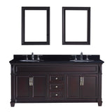 Virtu USA Victoria 72" Double Bathroom Vanity w/ Black Granite Top, Sink, Mirror