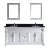 Virtu USA Victoria 72" Double Bathroom Vanity w/ Black Granite Top, Sink, Mirror