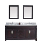 Virtu USA Victoria 72" Double Bathroom Vanity w/ Square Sink, Faucet, Mirror
