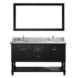 Virtu USA Julianna 60" Double Bathroom Vanity w/ Round Sink, Faucet, Mirror