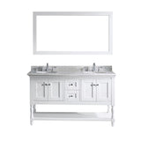 Virtu USA Julianna 60" Double Bathroom Vanity w/ Round Sink, Faucet, Mirror