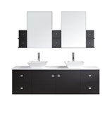 Virtu USA Clarissa 72" Double Bathroom Vanity w/ Stone Top, Sink, Faucet, Mirror
