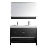 Virtu USA Gloria 48" Double Bathroom Vanity w/ Ceramic Top, Sink, Faucet, Mirror