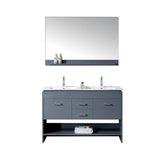 Virtu USA Gloria 48" Double Bathroom Vanity w/ Sink, Chrome Faucet, Mirror
