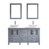 Virtu USA Bradford 60" Double Bathroom Vanity w/ Stone Top, Sink, Faucet, Mirror