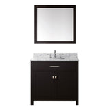 Virtu USA Caroline 36" Single Bathroom Vanity w/ Square Sink, Faucet, Mirror