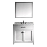 Virtu USA Caroline 36" Single Bathroom Vanity w/ Sink, Chrome Faucet, Mirror