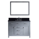 Virtu USA Caroline 48" Single Bathroom Vanity w/ Black Granite Top, Sink, Mirror