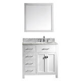 Virtu USA Caroline Parkway 36" Single Bathroom Vanity w/ Round Sink, Mirror