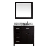 Virtu USA Caroline Parkway 36" Single Bathroom Vanity w/ Square Sink, Mirror