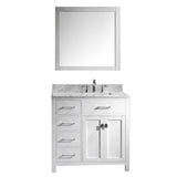 Virtu USA Caroline Parkway 36" Single Bathroom Vanity w/ Square Sink, Mirror