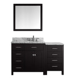 Virtu USA Caroline Parkway 57" Single Bathroom Vanity w/ Round Sink, Mirror