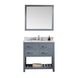 Virtu USA Caroline Estate 36" Single Bathroom Vanity w/ Round Sink, Mirror
