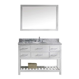 Virtu USA Caroline Estate 48" Single Bathroom Vanity w/ Round Sink, Mirror