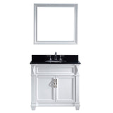 Virtu USA Victoria 36" Single Bathroom Vanity w/ Black Granite Top, Sink, Mirror