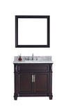 Virtu USA Victoria 36" Single Bathroom Vanity w/ Square Sink, Faucet, Mirror