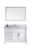 Virtu USA Victoria 48" Single Bathroom Vanity w/ Marble Top, Round Sink, Mirror