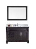 Virtu USA Victoria 48" Single Bathroom Vanity w/ Marble Top, Square Sink, Mirror