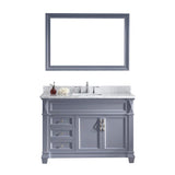 Virtu USA Victoria 48" Single Bathroom Vanity w/ Marble Top, Square Sink, Mirror