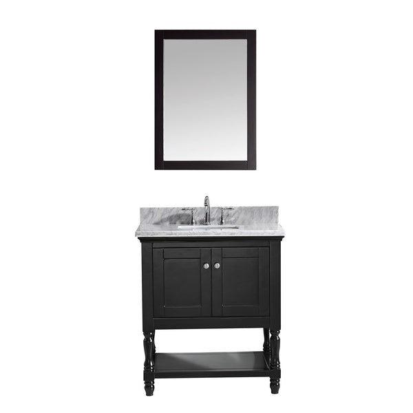 Virtu USA Julianna 32" Single Bathroom Vanity w/ Square Sink, Faucet, Mirror