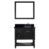 Virtu USA Julianna 36" Single Bathroom Vanity w/ Black Granite Top, Sink, Mirror