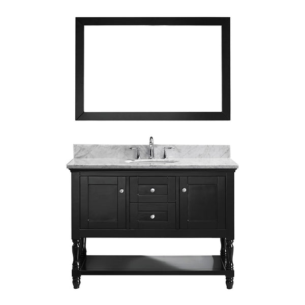 Virtu USA Julianna 48" Single Bathroom Vanity w/ Marble Top, Round Sink, Mirror