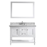 Virtu USA Julianna 48" Single Bathroom Vanity w/ Marble Top, Square Sink, Mirror