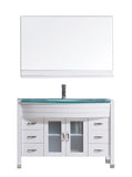 Virtu USA Ava 48" Single Bathroom Vanity w/ Glass Top, Sink, Faucet, Mirror