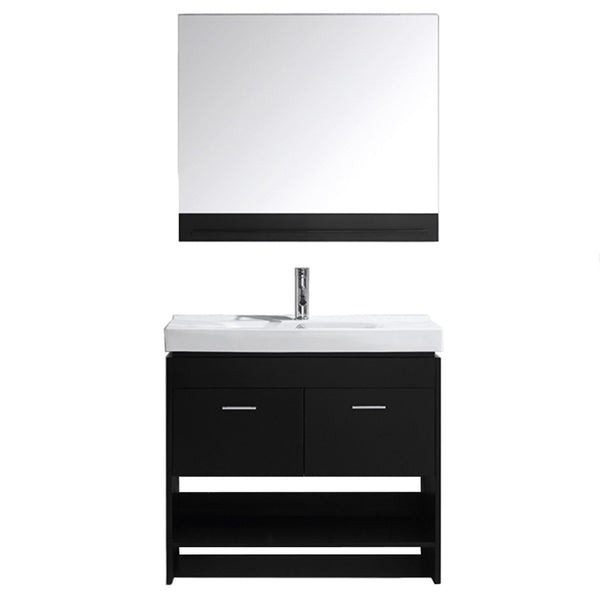 Virtu USA Gloria 36" Single Bathroom Vanity w/ Ceramic Top, Sink, Faucet, Mirror