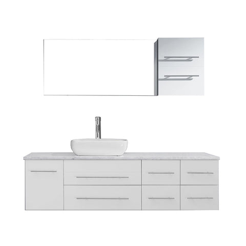 Virtu USA Justine 59" Single Bathroom Vanity w/ Sink, Chrome Faucet, Mirror
