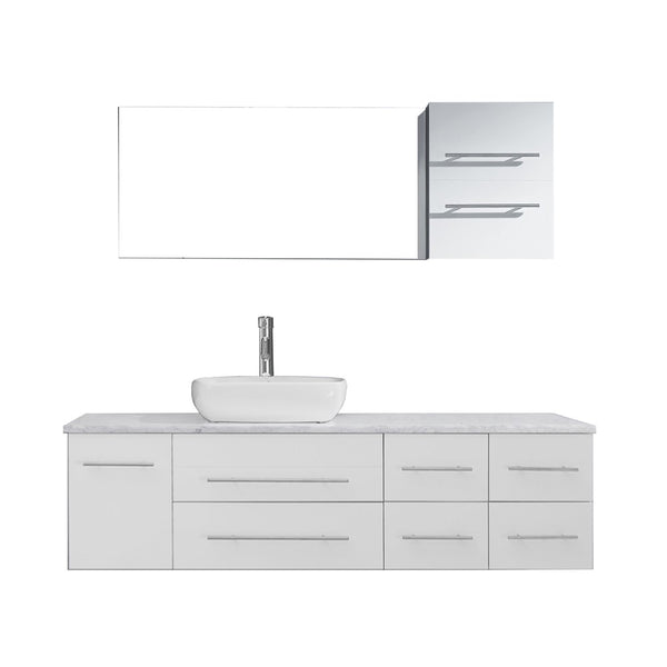 Virtu USA Justine 59" Single Bathroom Vanity w/ Square Sink, Faucet, Mirror
