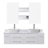 Virtu USA Augustine 59" Double Bathroom Vanity w/ Sink, Chrome Faucet, Mirror