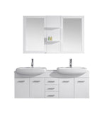Virtu USA Ophelia 59" Double Bathroom Vanity w/ Sink, Faucet, Mirror