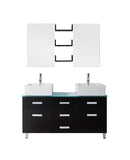Virtu USA Maybell 55" Double Bathroom Vanity w/ Glass Top, Sink, Faucet, Mirror