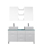 Virtu USA Maybell 55" Double Bathroom Vanity w/ Glass Top, Sink, Faucet, Mirror