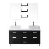 Virtu USA Maybell 55" Double Bathroom Vanity w/ Square Sink, Faucet, Mirror