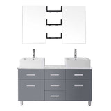 Virtu USA Maybell 55" Double Bathroom Vanity w/ Square Sink, Faucet, Mirror