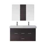 Virtu USA Opal 48" Double Bathroom Vanity w/ Sink, Chrome Faucet, Mirror